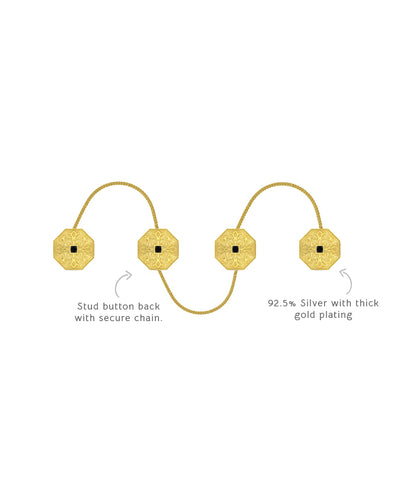 92.5% silver kurta buttons with thick gold plating.