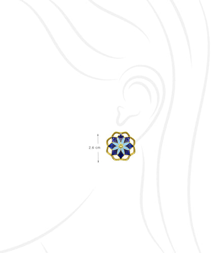 Gul Kusum Stud Earrings — Indigo & Blue Meenakari
