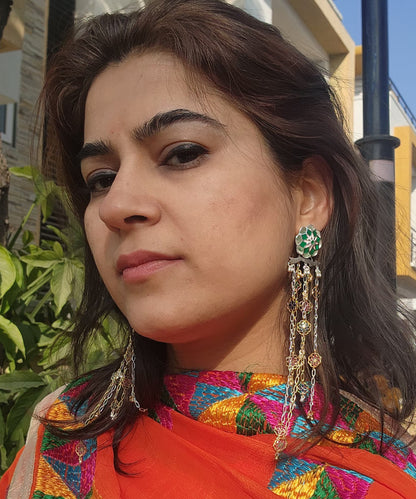 Gul Gulbaari Chain Earrings Dainty — Two Tone 925 Silver Gold Plated