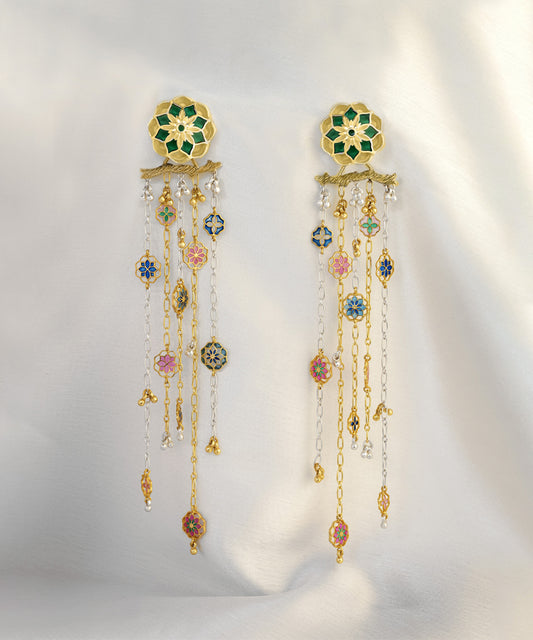 Gul Gulbaari Chain Earrings Dainty — Two Tone 925 Silver Gold Plated