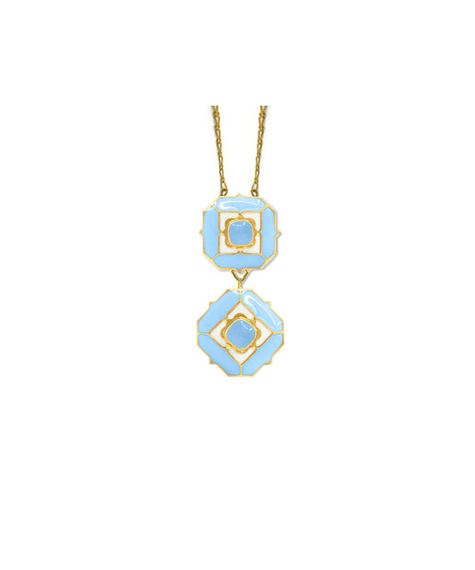 Ripple blue long chain necklace for office wear.