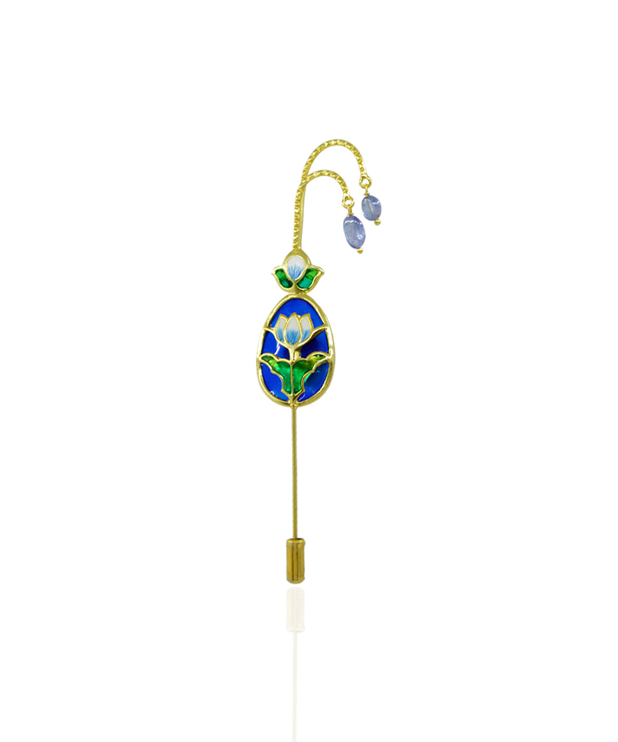 Padma Lotus Brooch Pin -Blue Meenakari