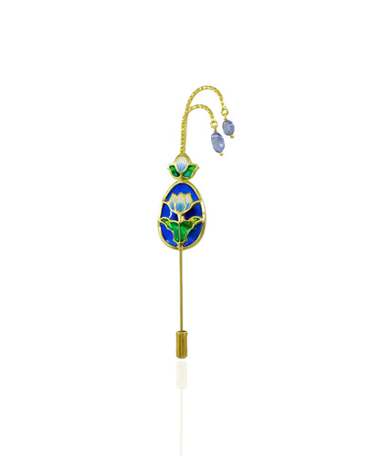 Padma Lotus Brooch Pin -Blue Meenakari