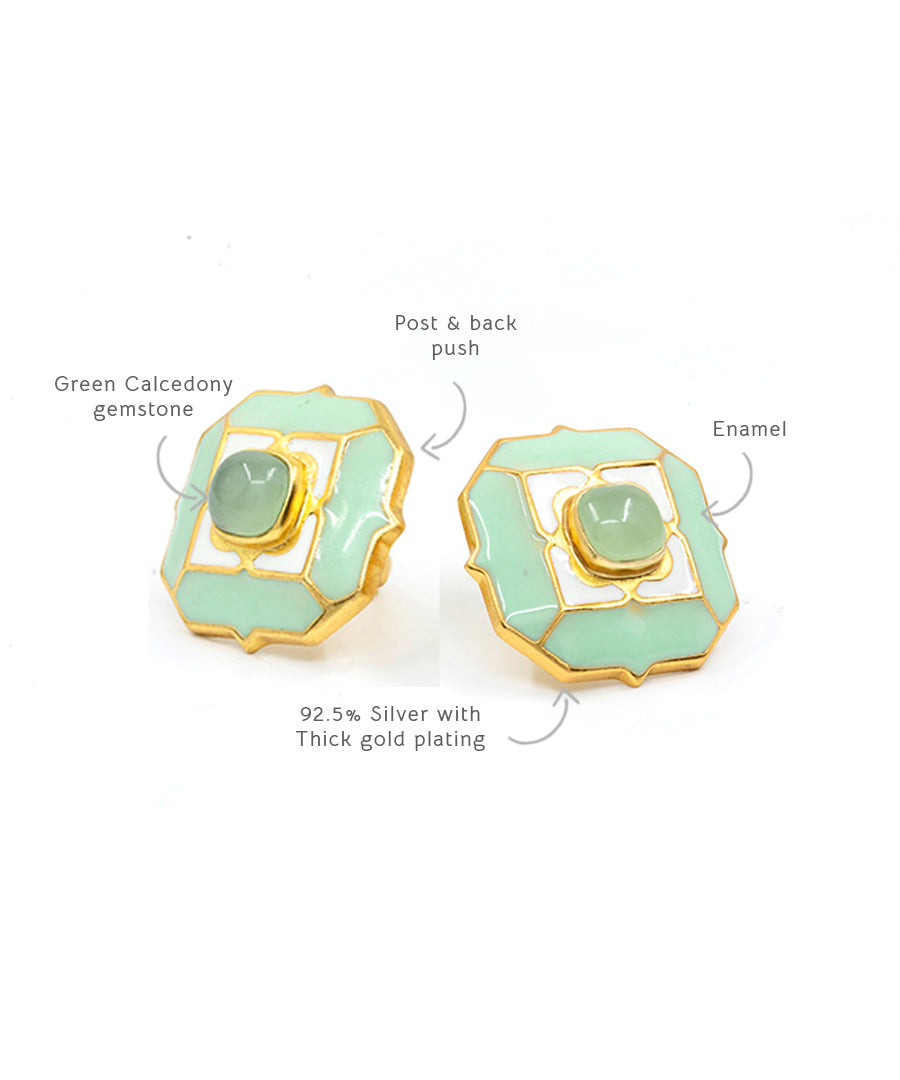Foggy Green Tranquil Breeze Stud Earrings