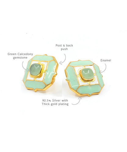 Foggy Green Tranquil Breeze Stud Earrings