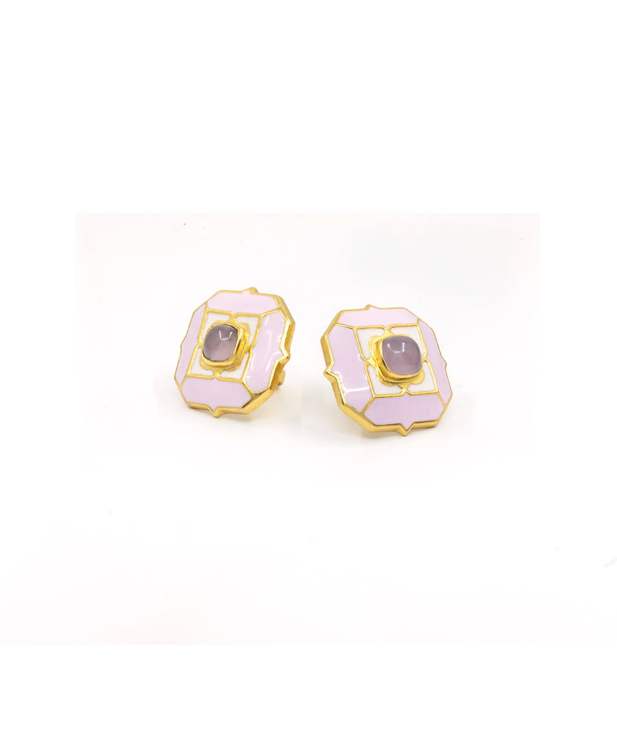 Cloudy Pink Tranquil Breeze Stud Earrings