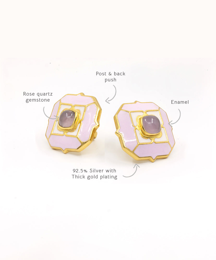 Cloudy Pink Tranquil Breeze Stud Earrings