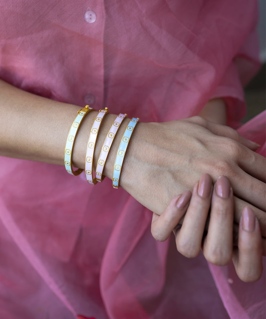 Stacking of open ended bracelets.