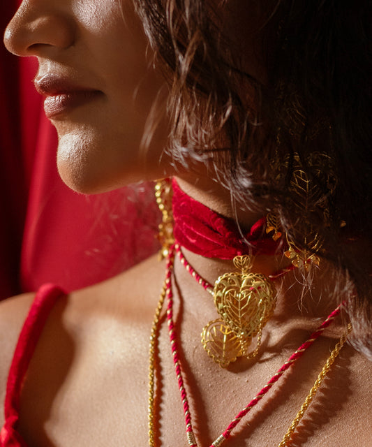 Rakaan Velvet Choker Necklace — Vintage Gold