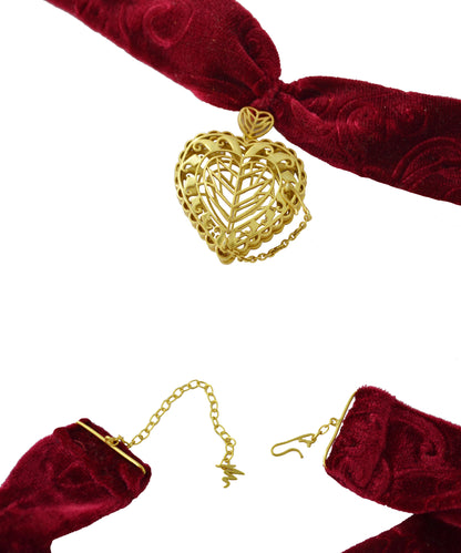 Rakaan Velvet Choker Necklace — Vintage Gold