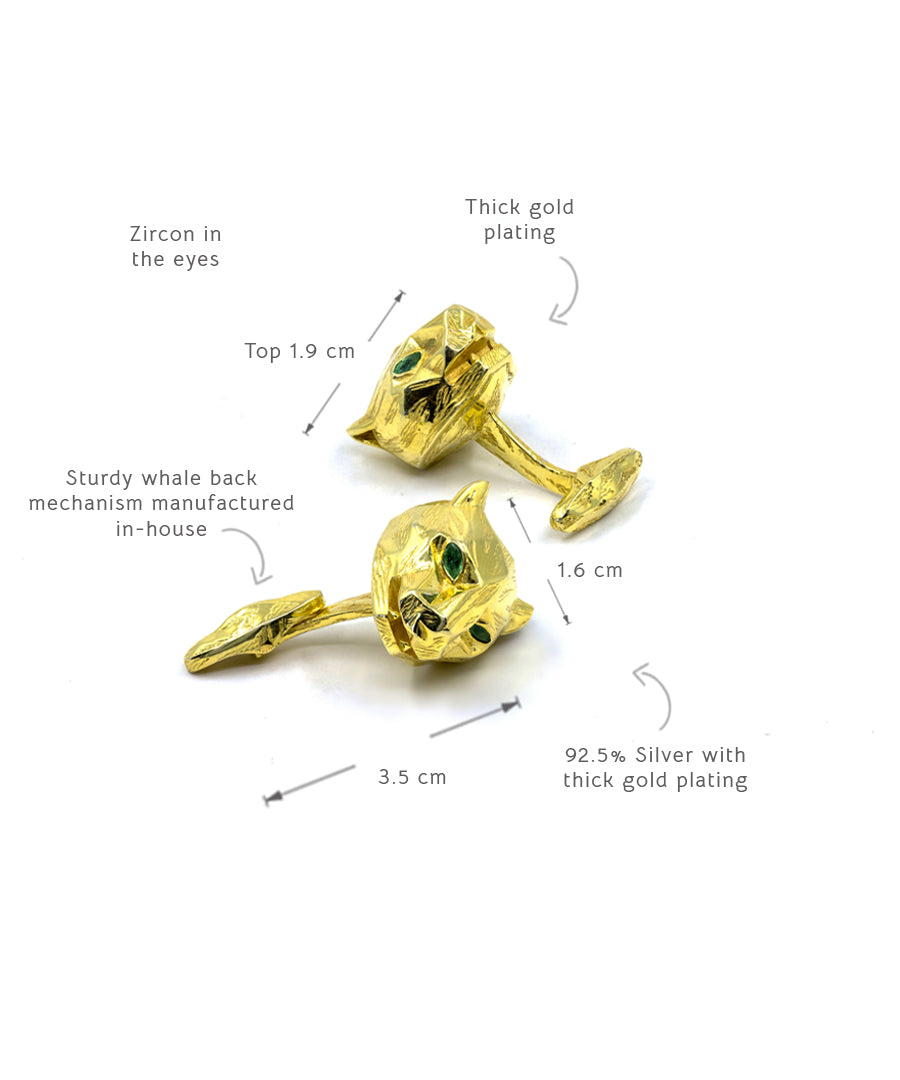 925 silver panther cufflinks for formal events, parties and special occasions