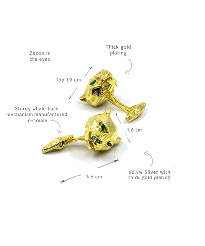 925 silver panther cufflinks for formal events, parties and special occasions