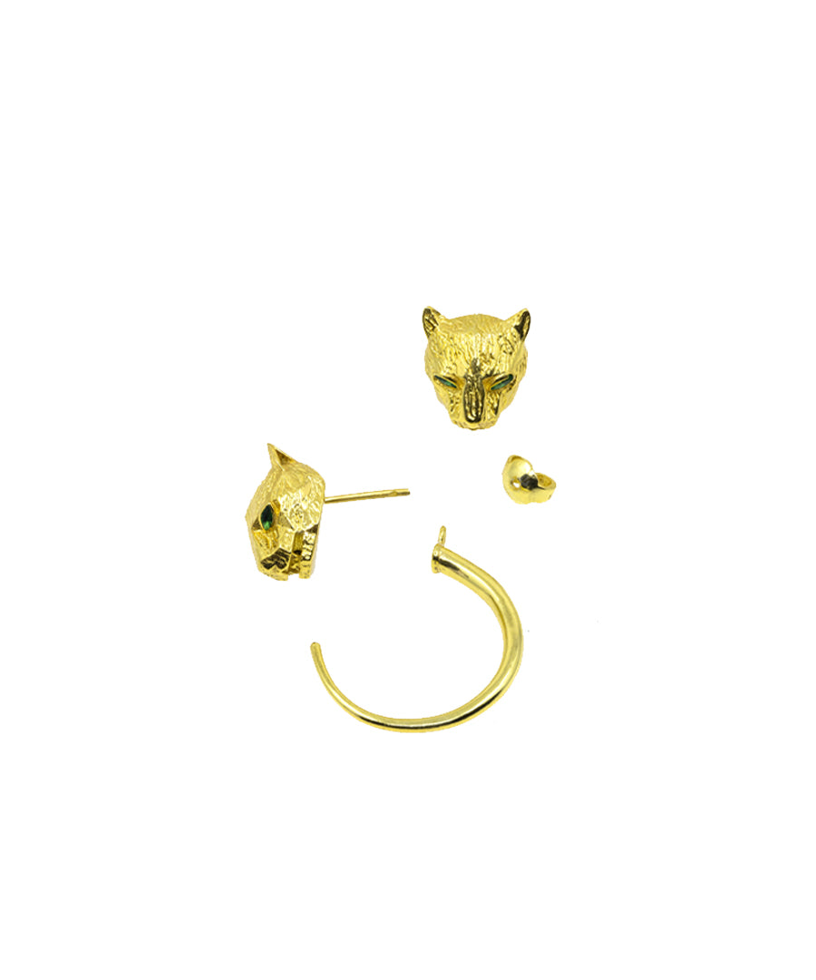 Golden Untamed Panther Detachable Hoop Earrings