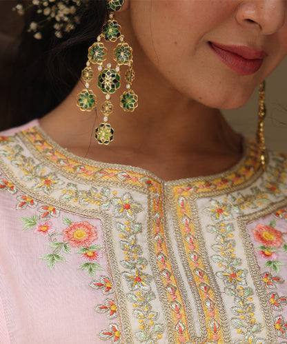 Gul 925 Silver Phool Earrings - Green & Blue Meenakari - Gold Plated