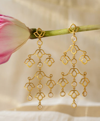 Padma Lotus Earrings - Gold-Plated - Matt Finish
