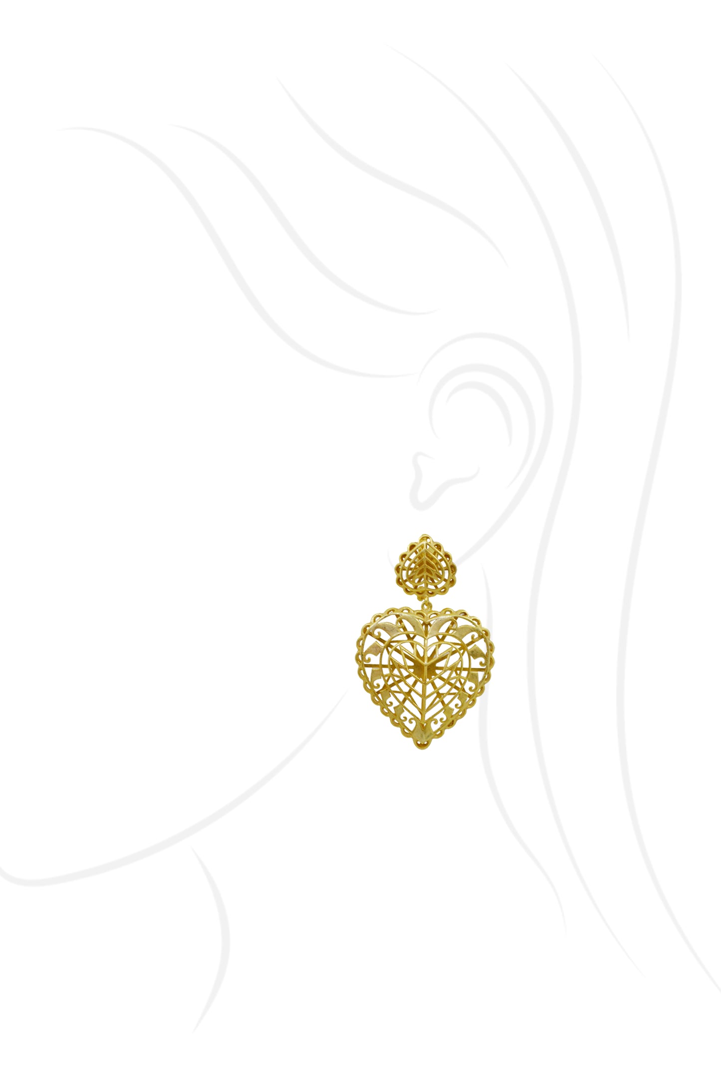 Rakaan Big Heart Drop Earrings — Gold Plated