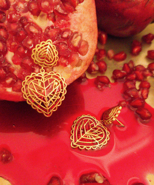 Rakaan Dainty Heart Drop Earrings — Gold Plated