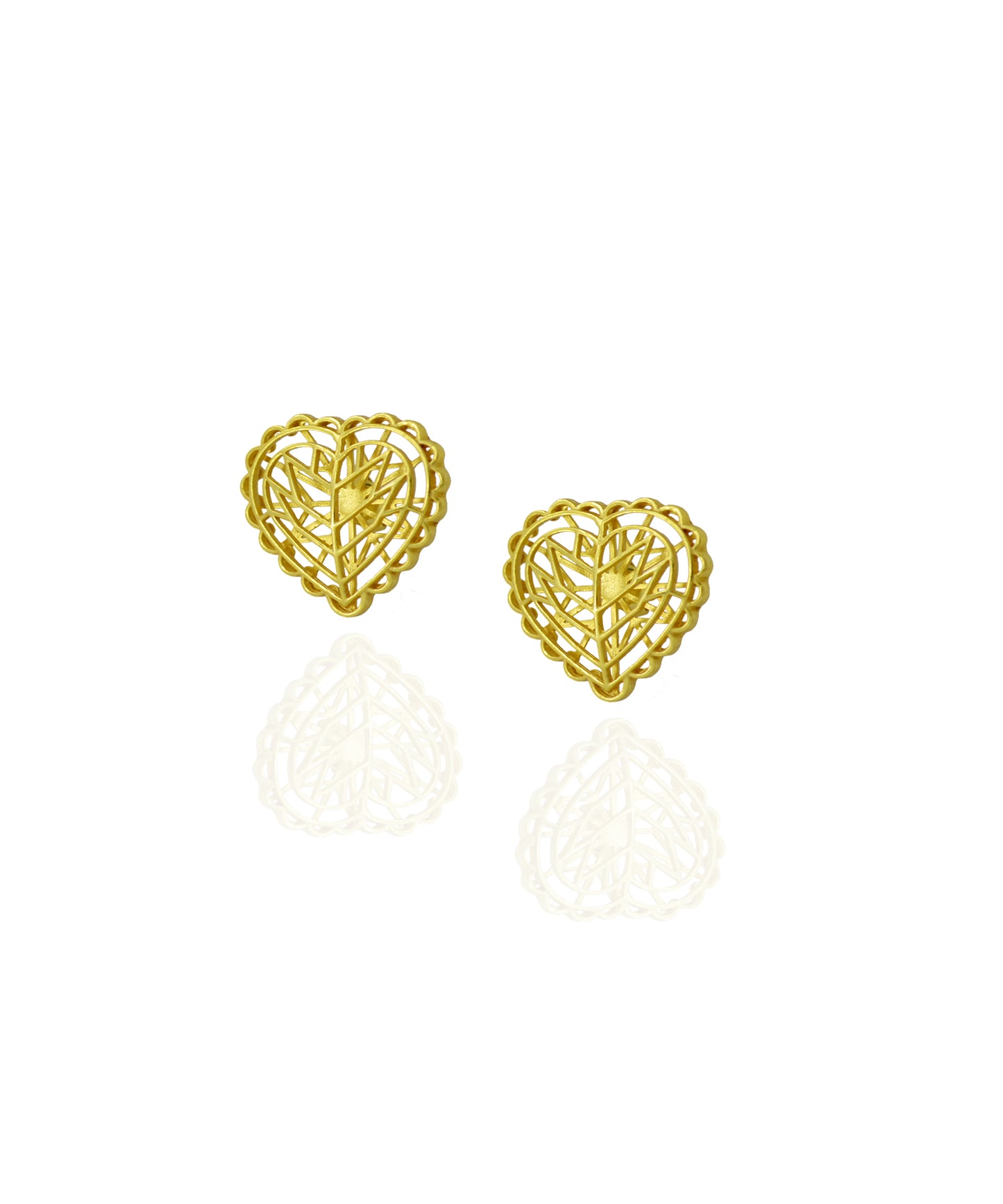 Rakaan Heart-Shaped Minimal Studs — Gold Finish