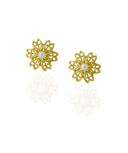 Rakaan Ranjha Stud Earrings — Gold Finish