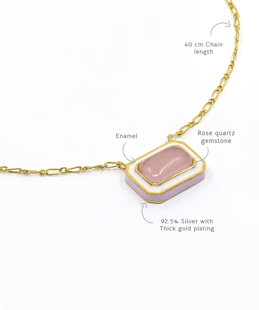 Rose quartz handmade gemstone necklace.