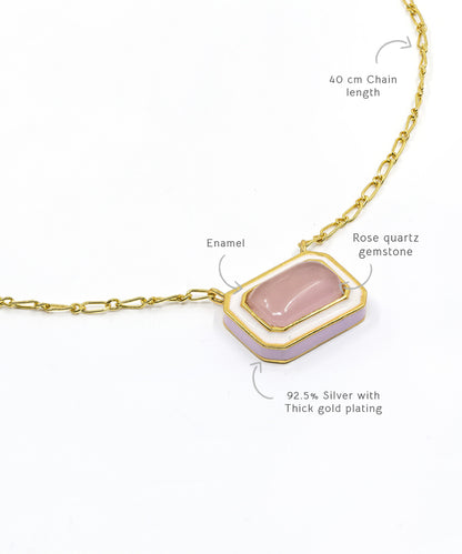 Rose quartz handmade gemstone necklace.