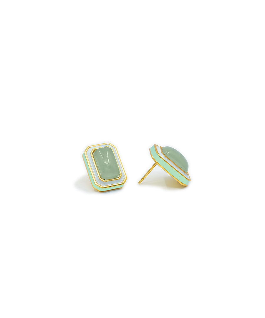 Tranquil Foggy Green Vitamin Sea Stud Earrings