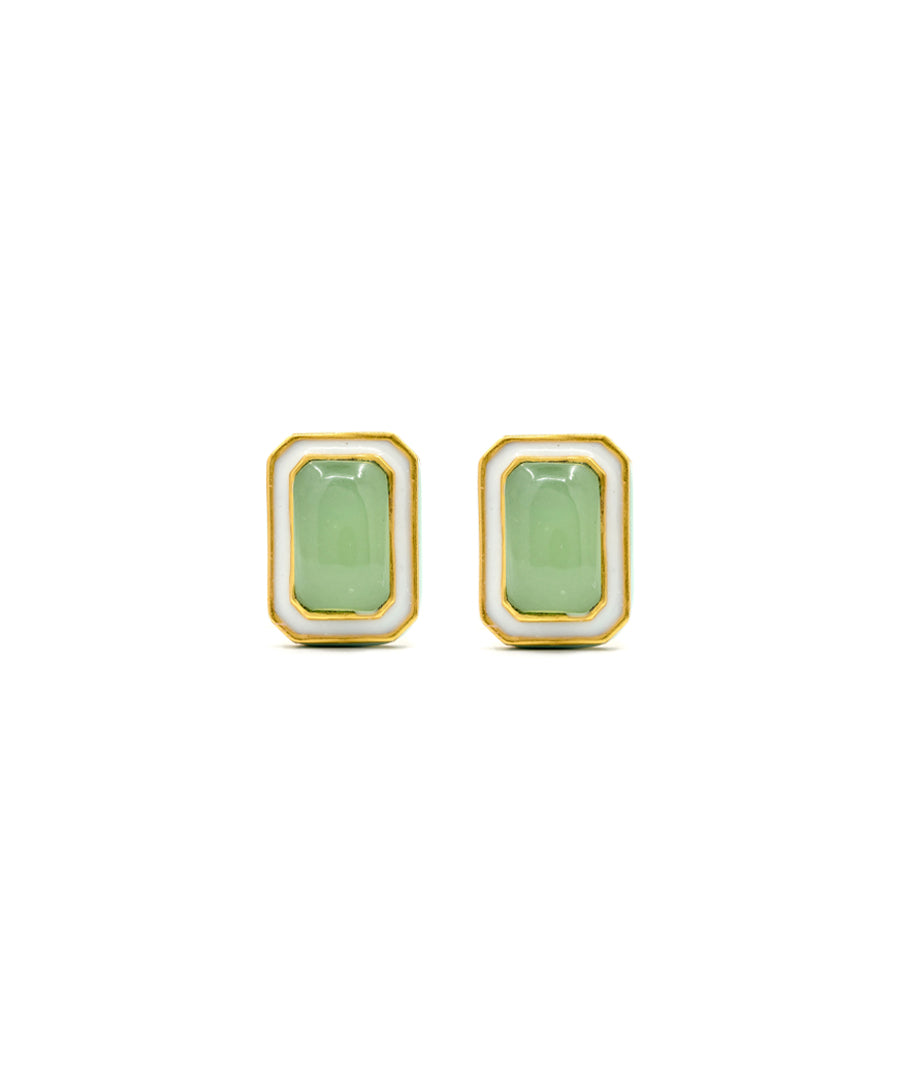 Tranquil Foggy Green Vitamin Sea Stud Earrings