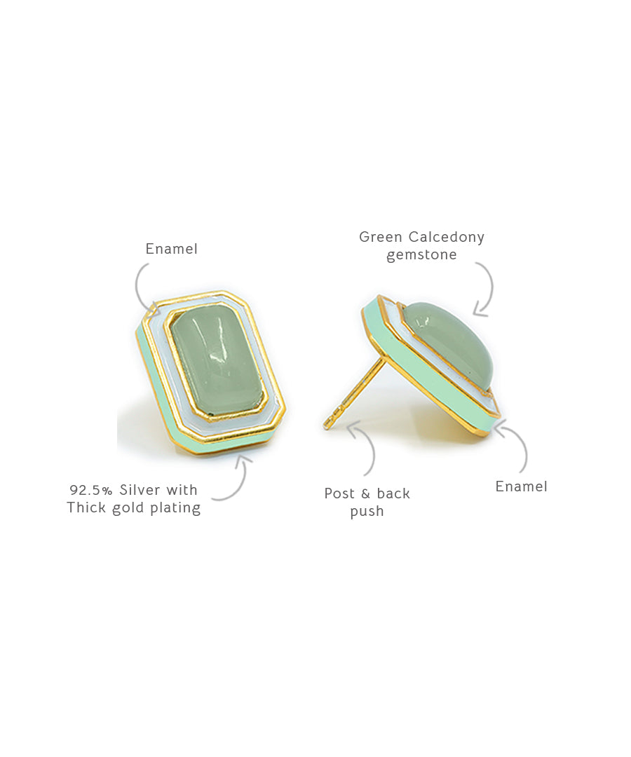 Tranquil Foggy Green Vitamin Sea Stud Earrings