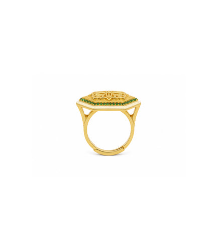 Golden Green Zircon Magnolia Ring