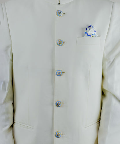 Ripple Blue Tranquil Sherwani Buttons