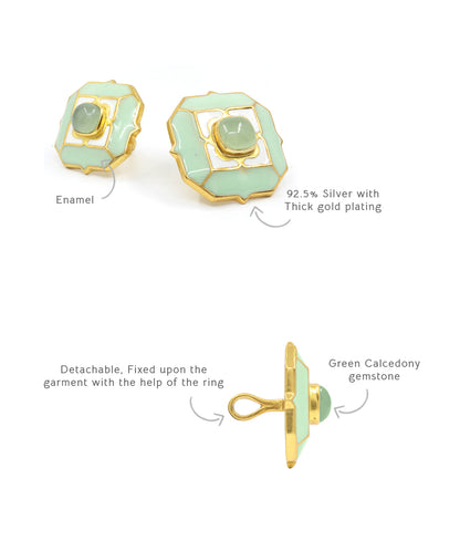 Foggy Green Tranquil Sherwani Buttons