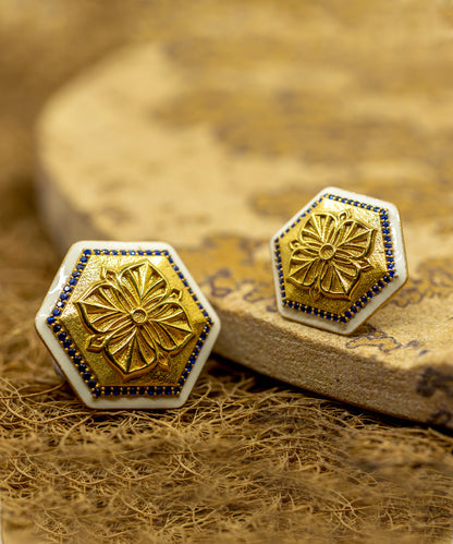Golden Blue Zircon Magnolia Sherwani Buttons
