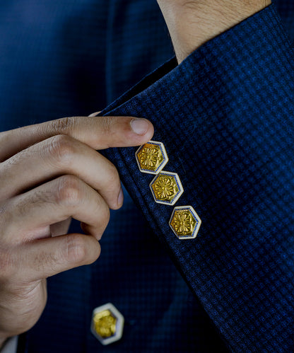 Golden Blue Zircon Magnolia Sherwani Buttons