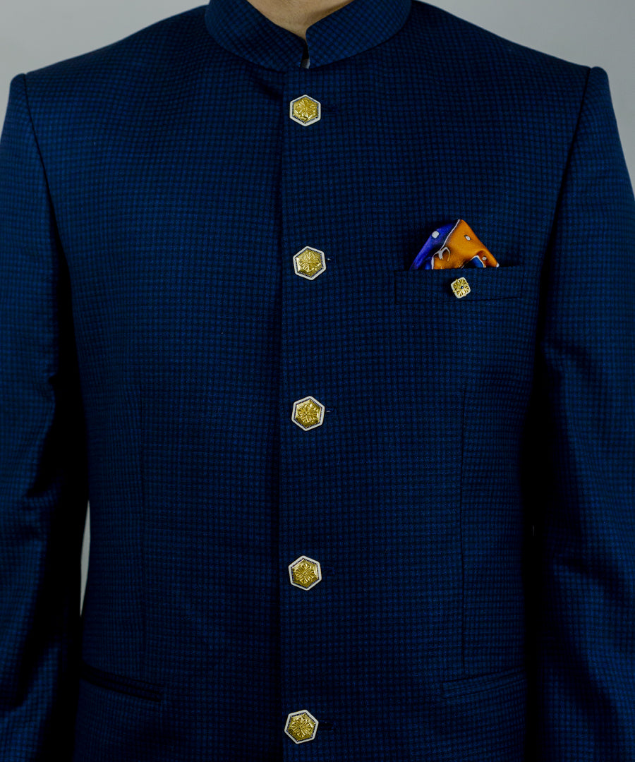 Golden Blue Zircon Magnolia Sherwani Buttons