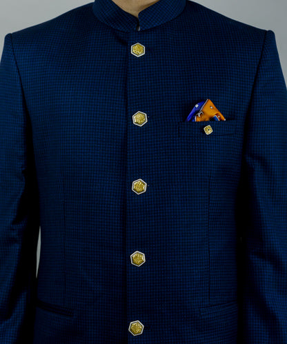 Golden Blue Zircon Magnolia Sherwani Buttons