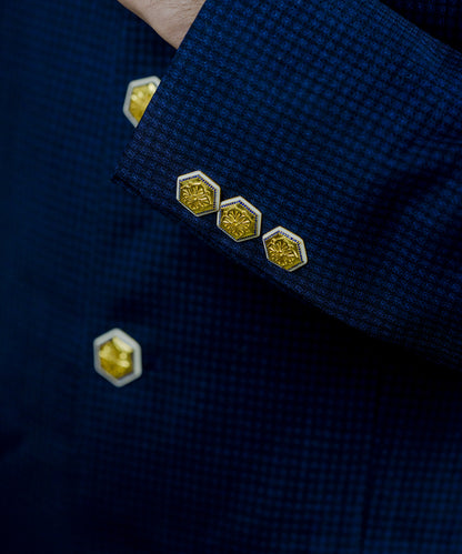 Golden Blue Zircon Magnolia Sherwani Buttons