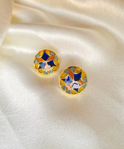 Aqua Blue Kaleidoscope Small Stud Earrings