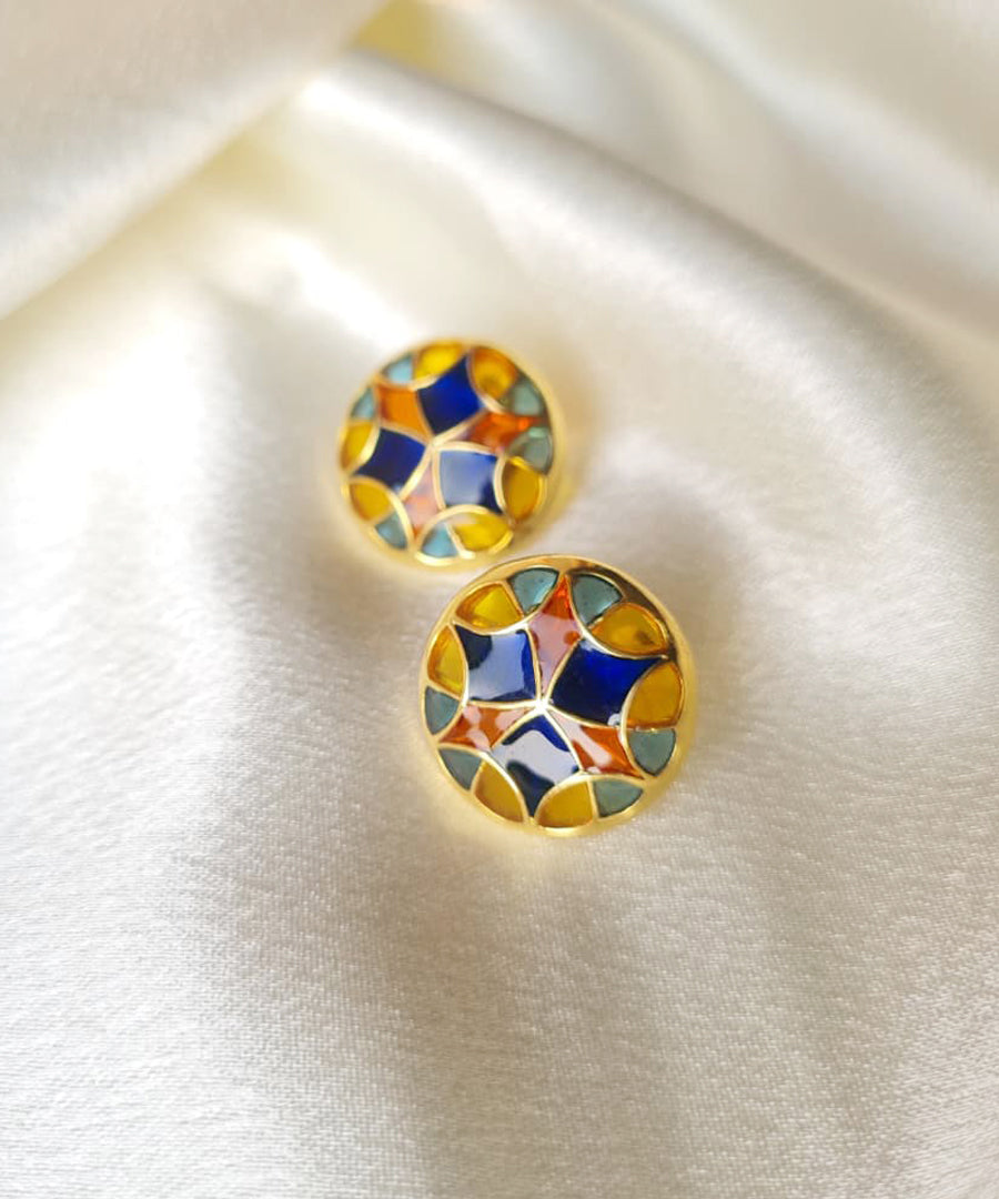 Aqua Blue Kaleidoscope Small Stud Earrings