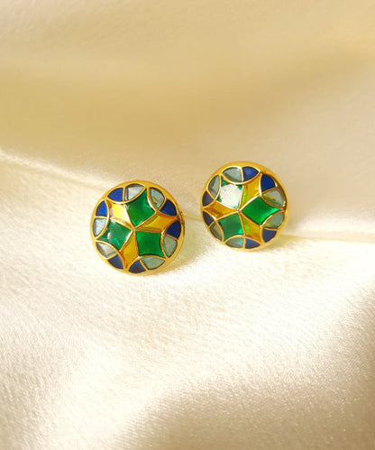 Rama Green Kaleidoscope Small Stud Earrings