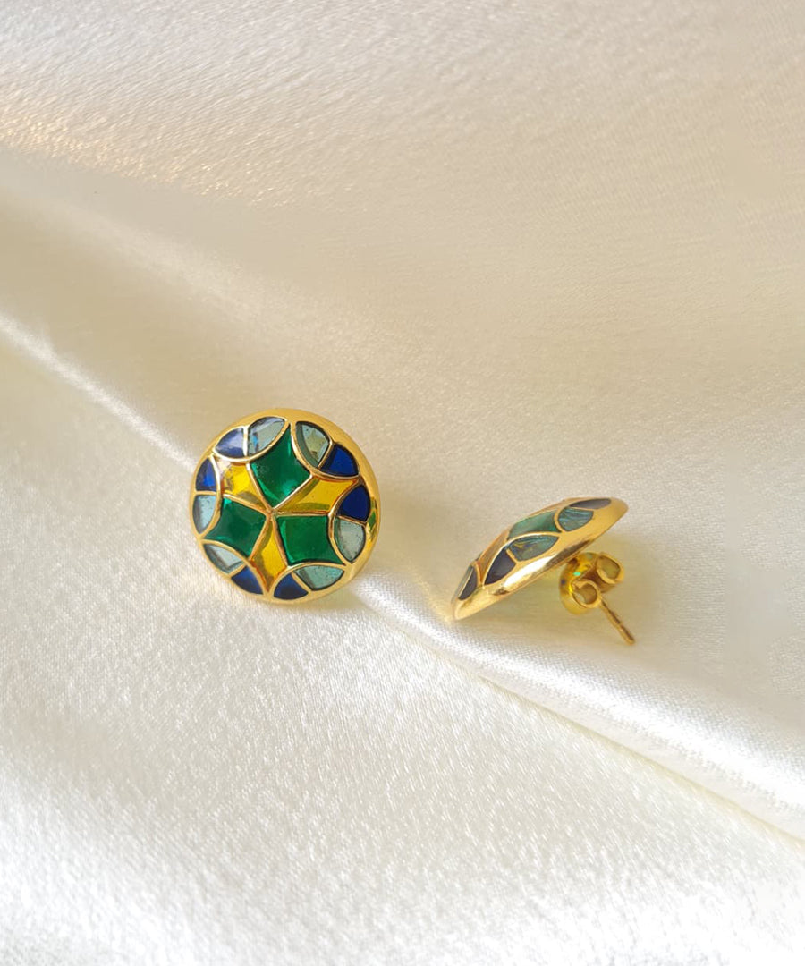 Rama Green Kaleidoscope Small Stud Earrings