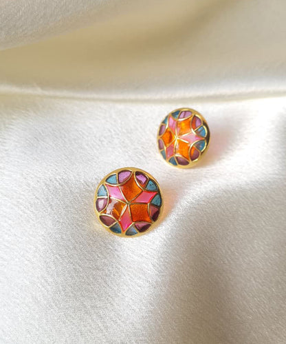 Rust Pink Kaleidoscope Small Stud Earrings