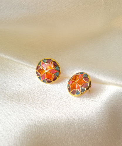Rust Pink Kaleidoscope Small Stud Earrings