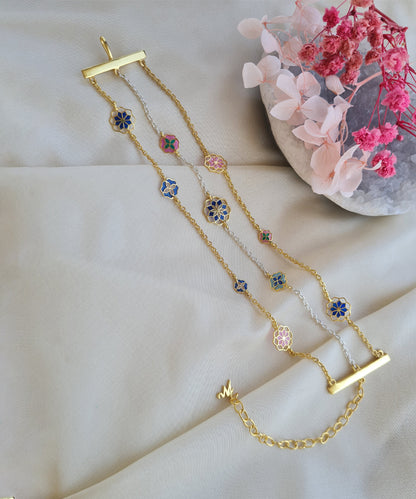 layered chain bracelet in sterling silver with thick gold plating.
