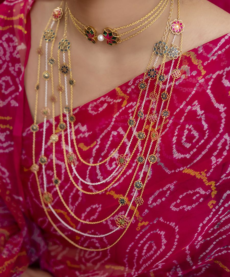 Zaira long chain necklace handcrafted in 92.5% sterling silver.