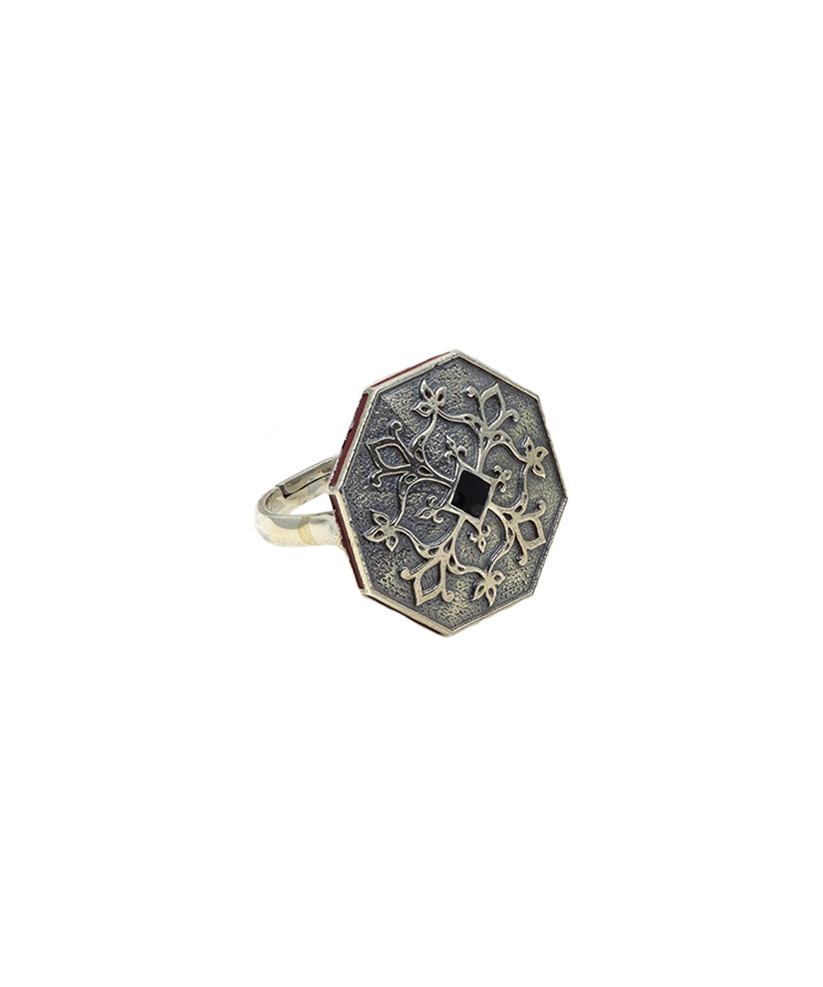 Goonj Tibari Ring - Silver Oxide Finish