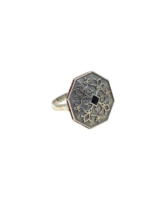 Goonj Tibari Ring - Silver Oxide Finish