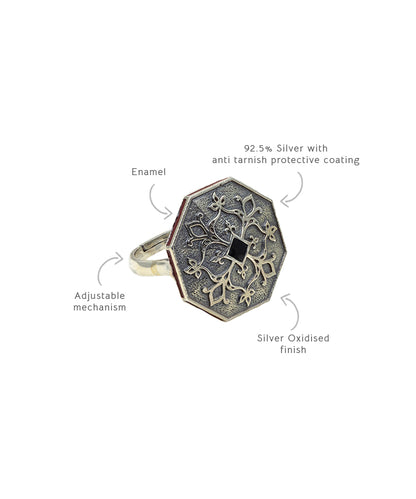 Goonj Tibari Ring - Silver Oxide Finish