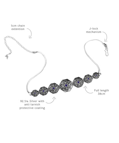 Goonj Kanthi Choker - Silver Oxide Finish