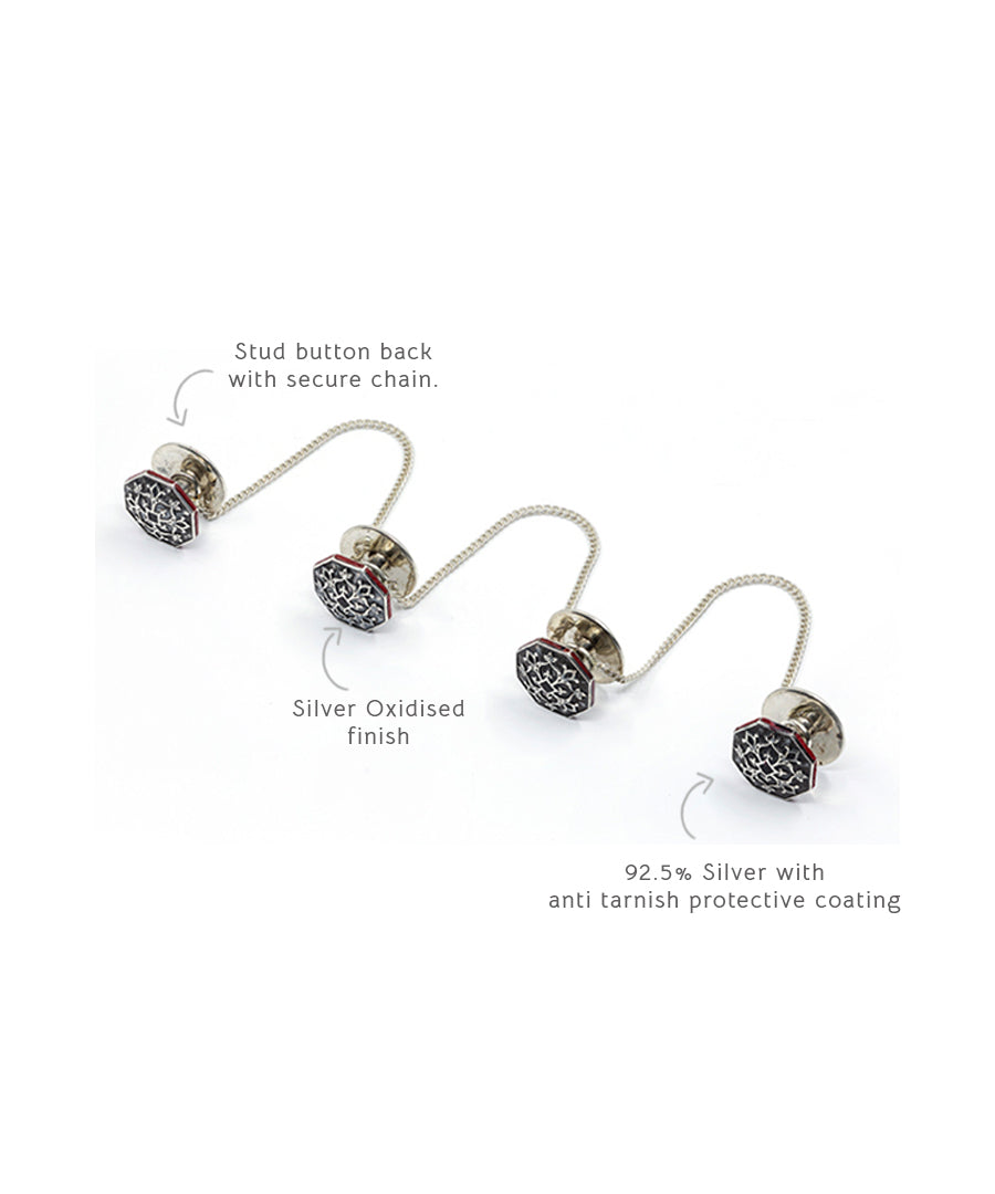 92.5% silver kurta buttons with anti tarnish protective coating.