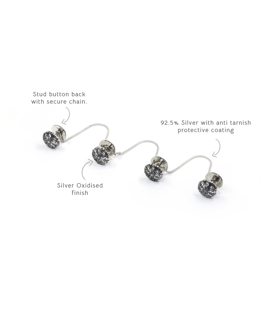 Thar Kurta Buttons - Silver Oxide Finish